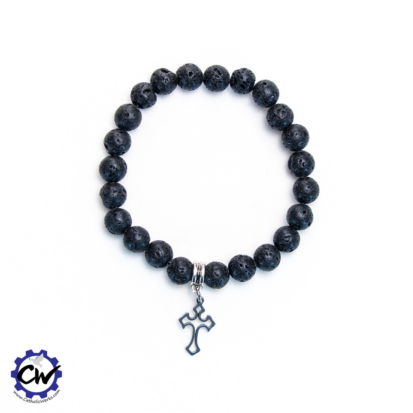 Black Lava Rock Cross Bracelet