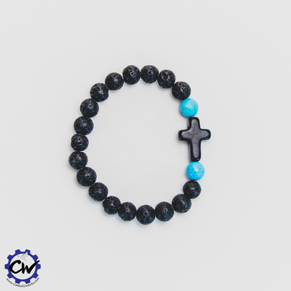 Black and Turquoise Cross Bracelet