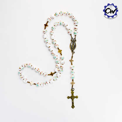 Ceramic Teal Our Lady Bronze Rosary