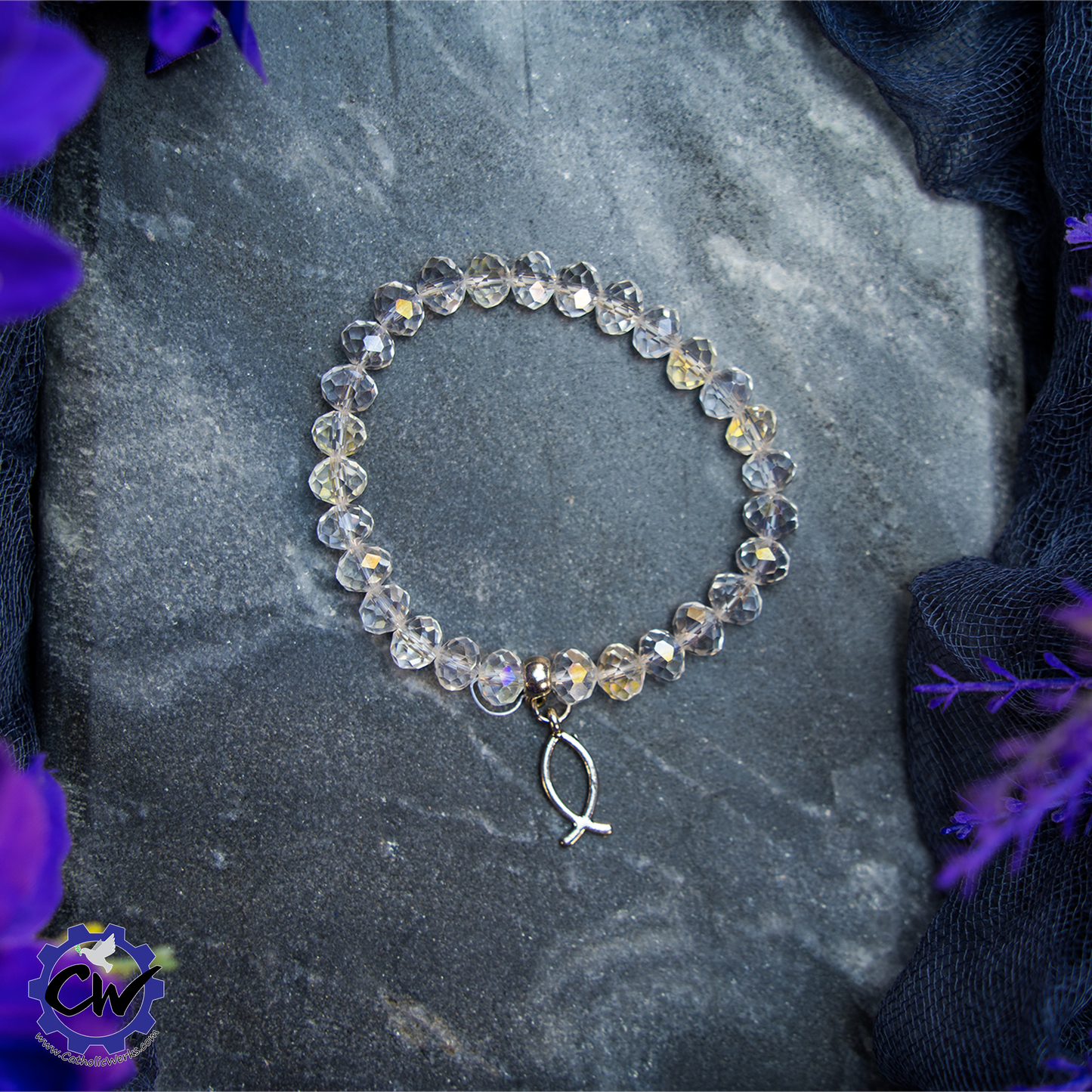 Crystal Ichthys (Jesus Fish) Bracelet