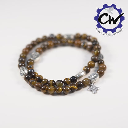 Tigers Eye Stretch Rosary Bracelet