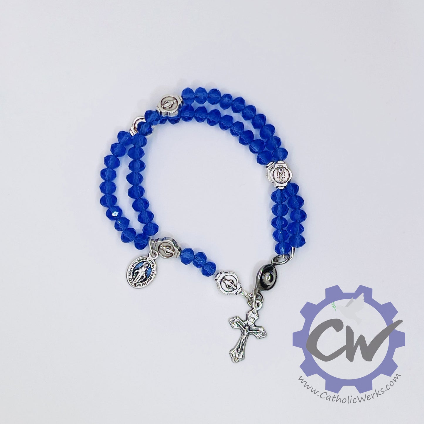 Miraculous Medal Crystal Bracelet Rosary