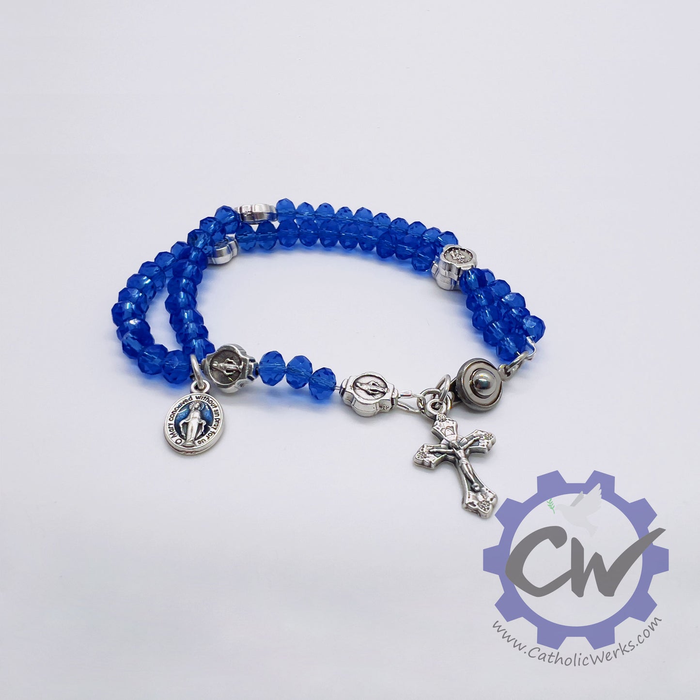 Miraculous Medal Crystal Bracelet Rosary