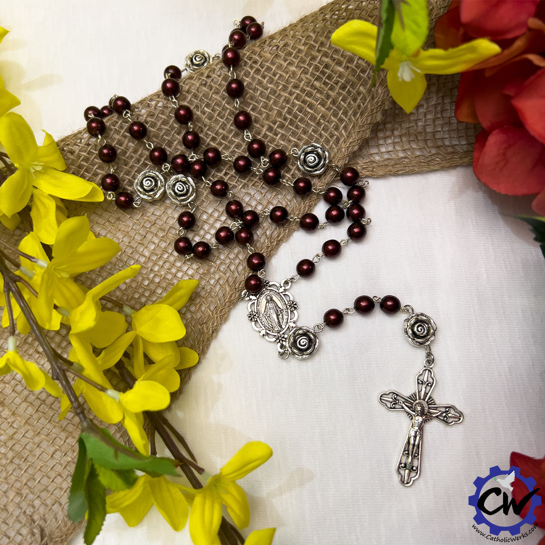 Ornate Our Lady Czech Glass Rosary