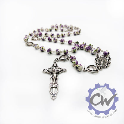 Ceramic Purple Flower Rosary