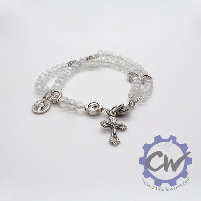 Miraculous Medal Crystal Bracelet Rosary