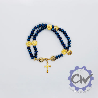 Electric Blue Crystal Bracelet Rosary