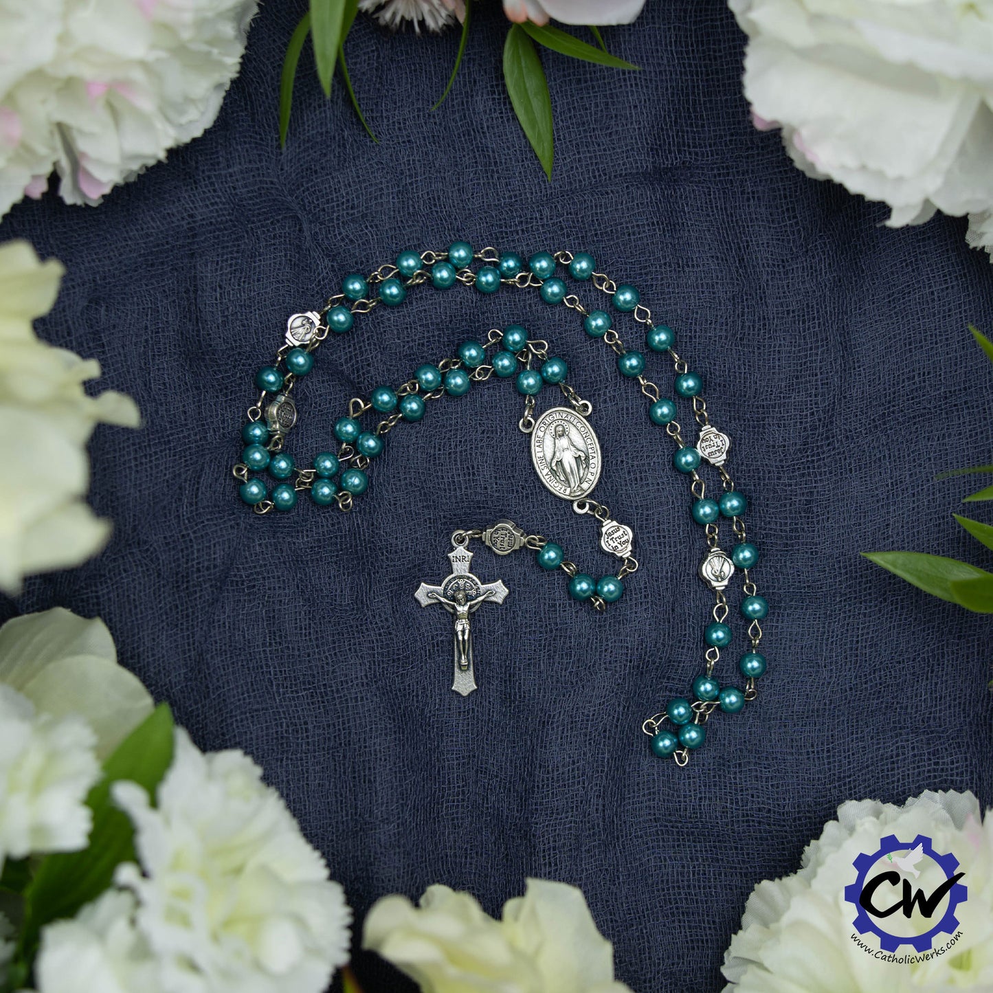 Miraculous Medal Czech Republic Glass Rosary