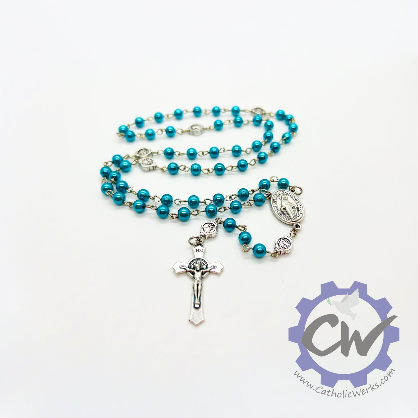 Miraculous Medal Czech Republic Glass Rosary