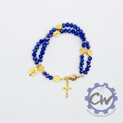 Navy Blue Crystal Bracelet Rosary