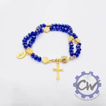 Navy Blue Crystal Bracelet Rosary