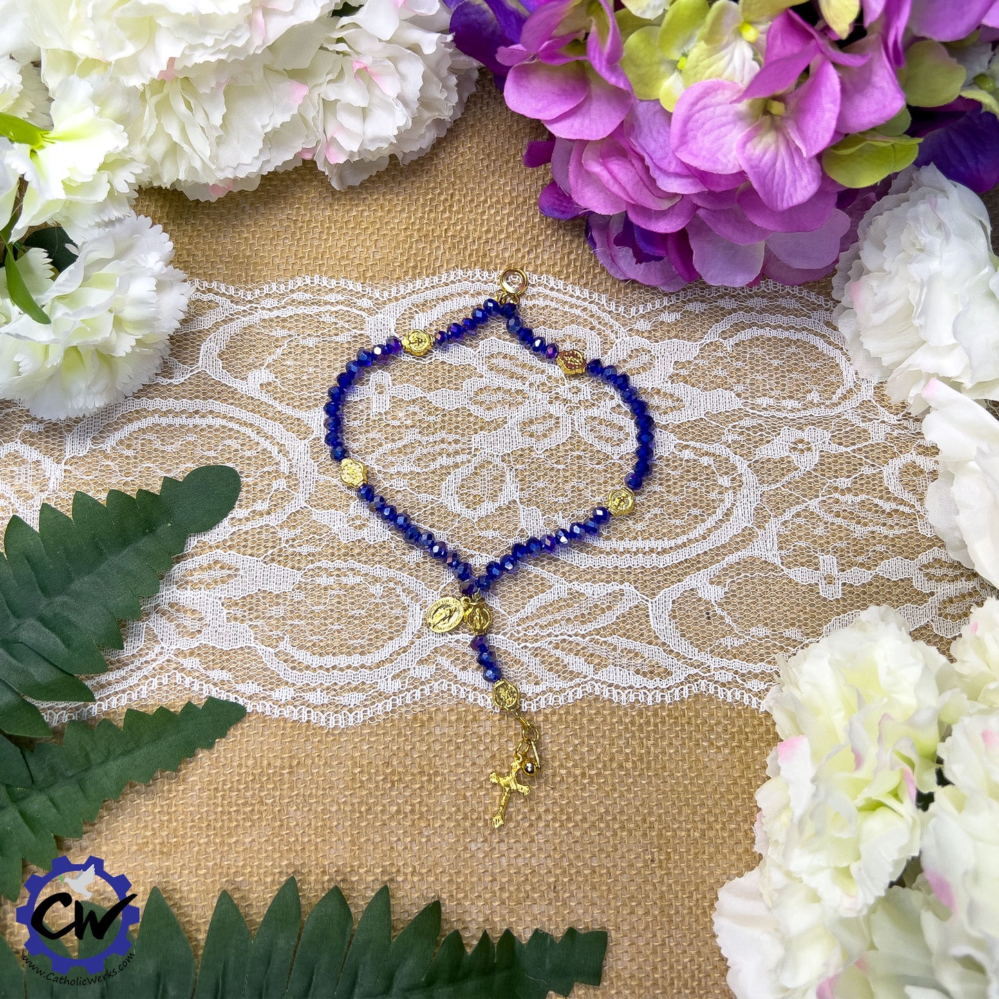 Navy Blue Crystal Bracelet Rosary