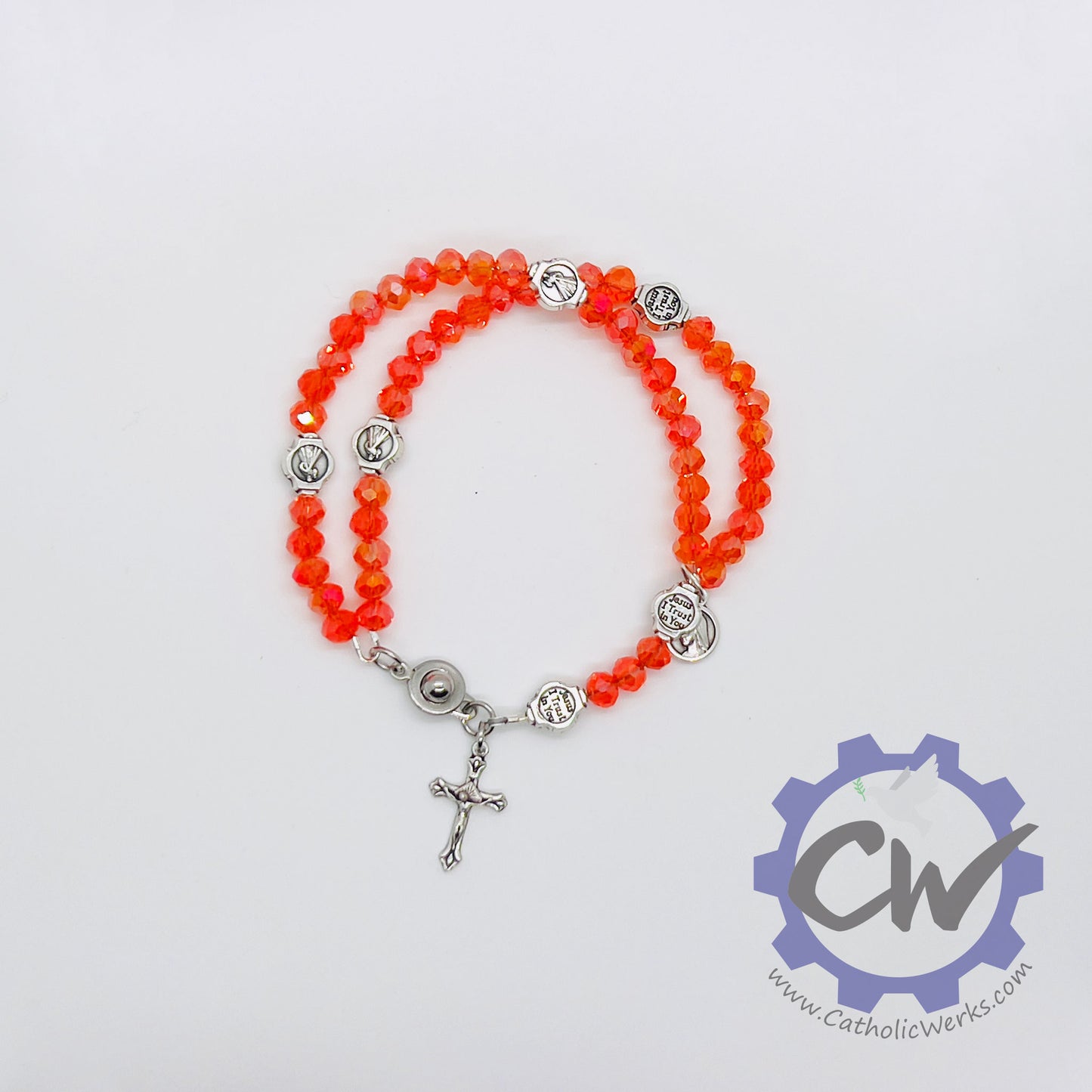 Divine Mercy Crystal Bracelet Rosary