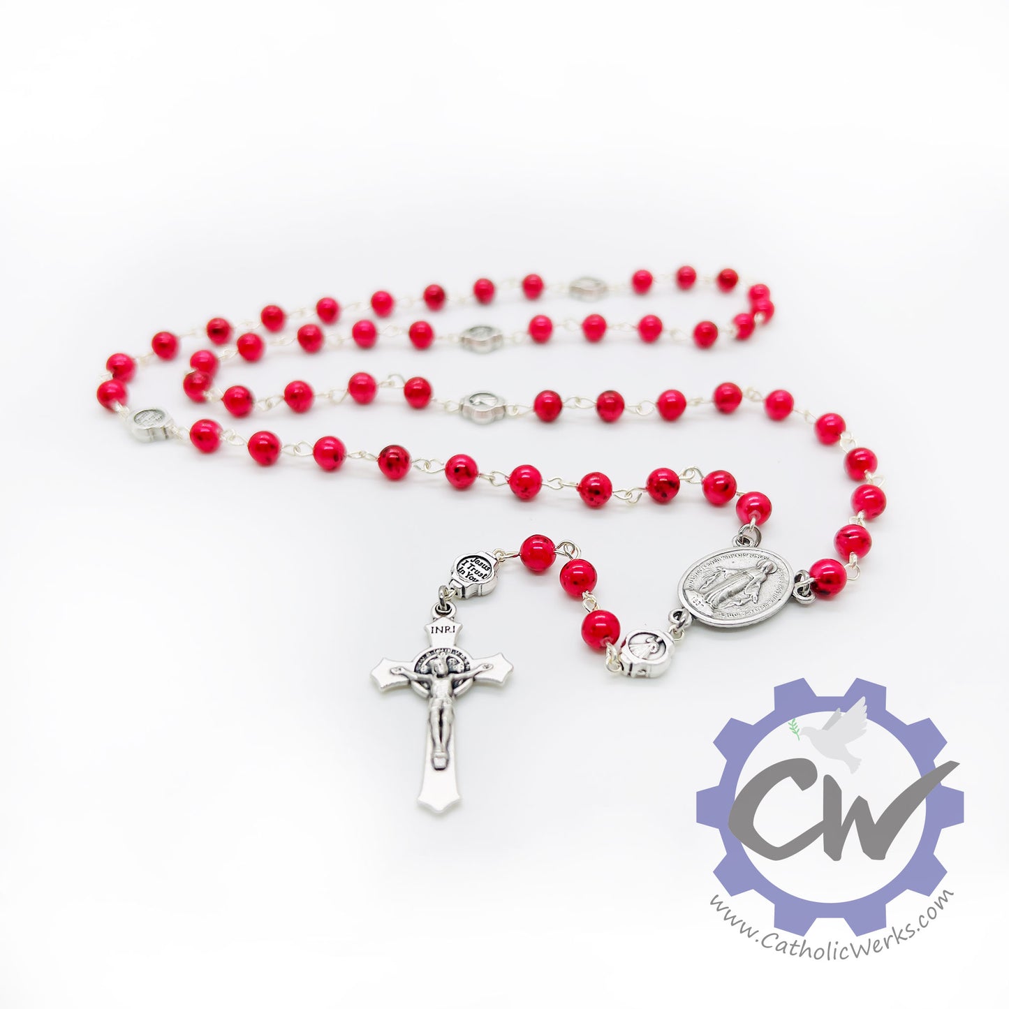 Miraculous Medal Czech Republic Glass Rosary