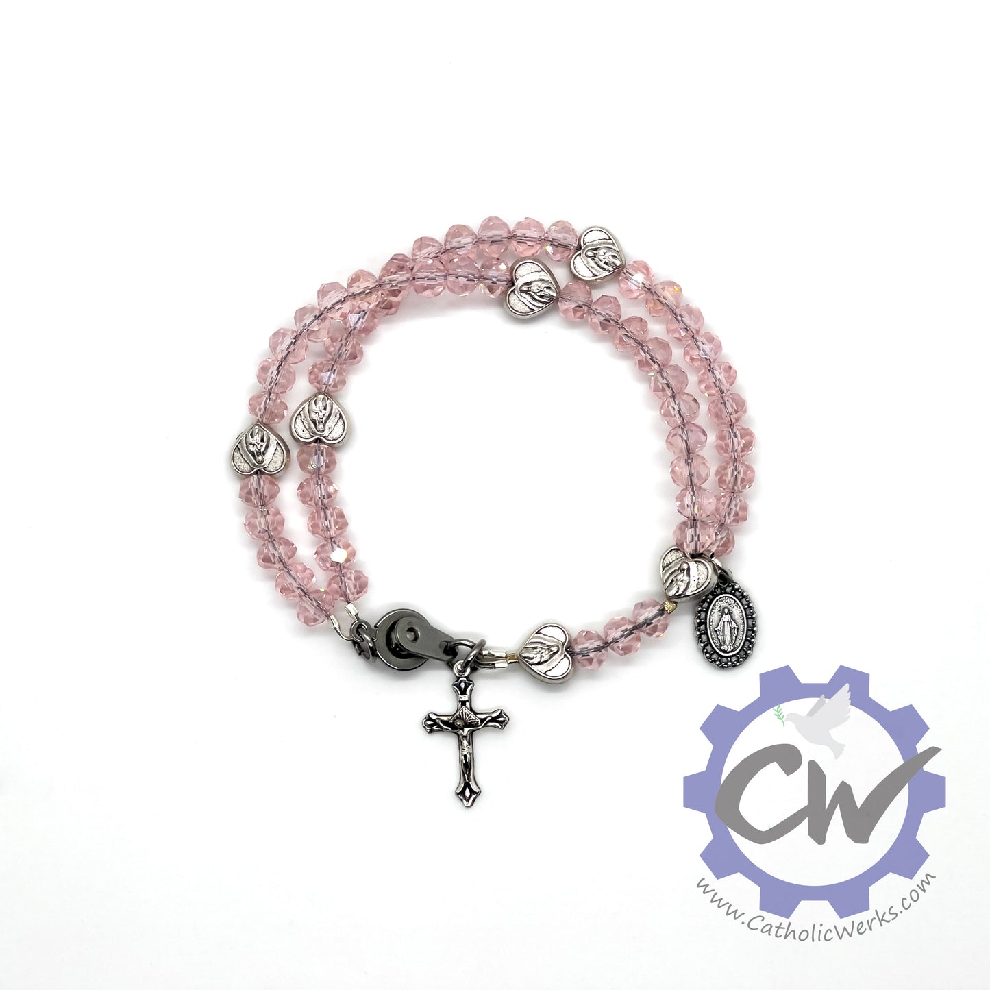 Pink Crystal Bracelet Rosary