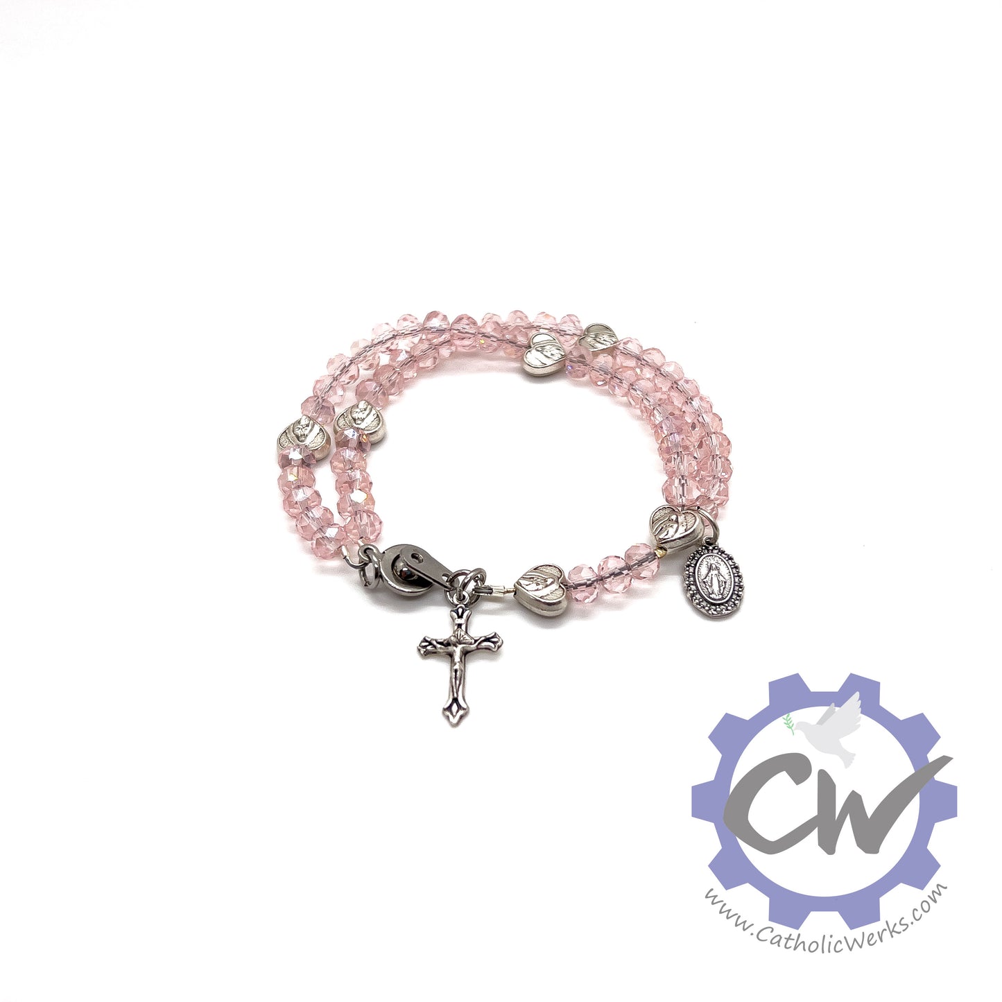 Pink Crystal Bracelet Rosary