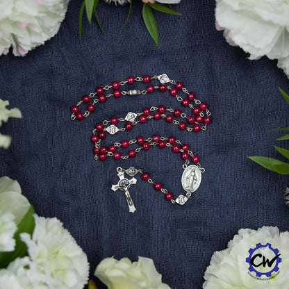 Miraculous Medal Czech Republic Glass Rosary