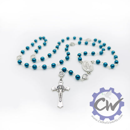 Miraculous Medal Czech Republic Glass Rosary