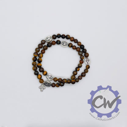 Tigers Eye Stretch Rosary Bracelet