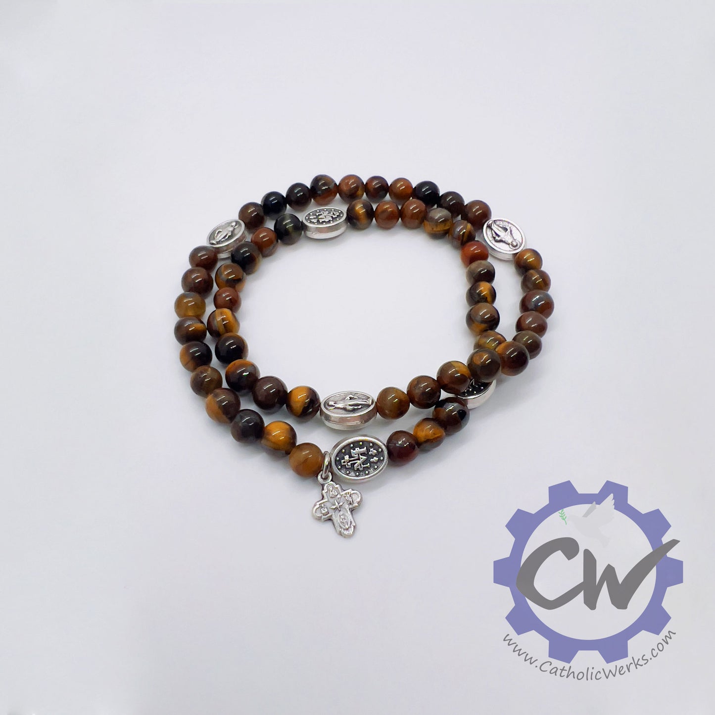 Tigers Eye Stretch Rosary Bracelet