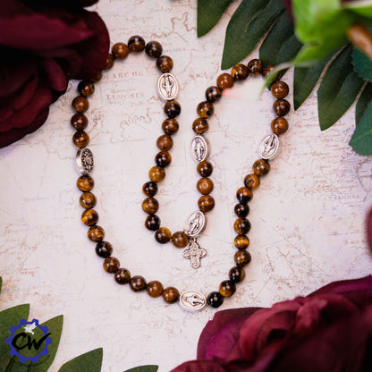 Tigers Eye Stretch Rosary Bracelet