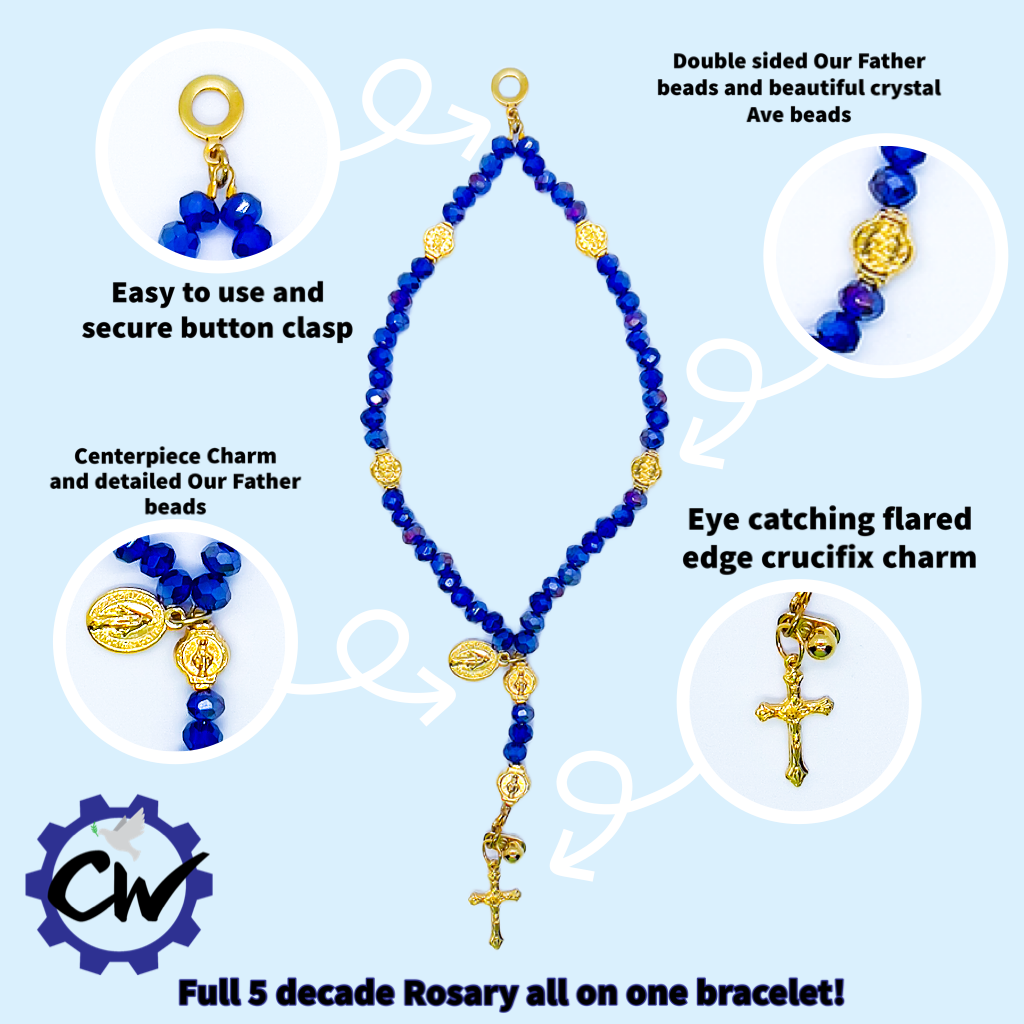 Navy Blue Crystal Bracelet Rosary